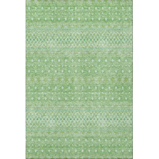 Artichoke Green Gold And Ivory Tribal Washable Area Rug With UV Protection Photo 4