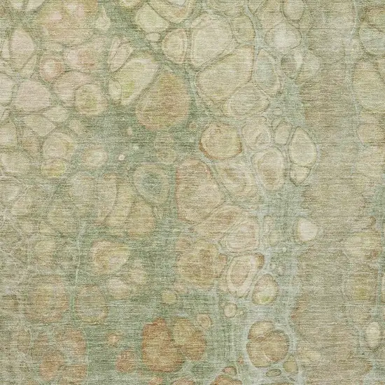 Artichoke Green Gray And Beige Abstract Washable Area Rug With UV Protection Photo 3