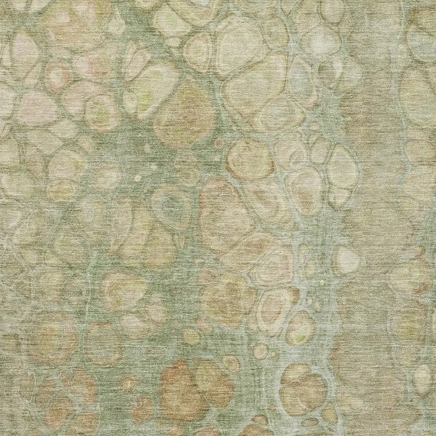 Artichoke Green Gray And Beige Abstract Washable Area Rug With UV Protection Photo 3