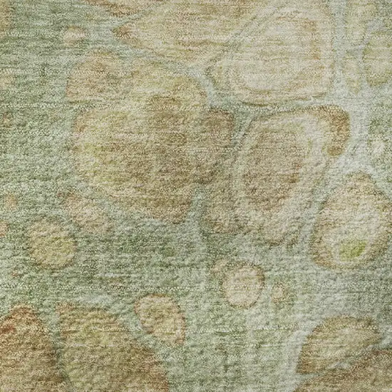 Artichoke Green Gray And Beige Abstract Washable Area Rug With UV Protection Photo 8