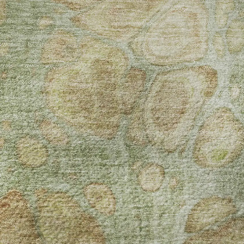 Artichoke Green Gray And Beige Abstract Washable Area Rug With UV Protection Photo 8