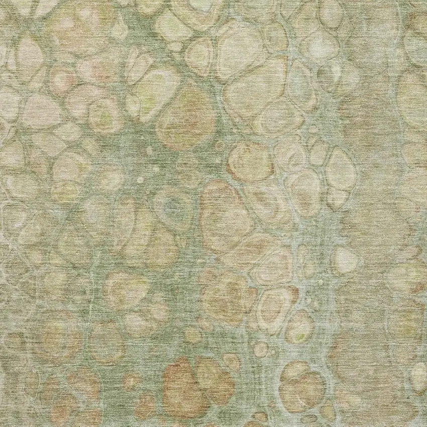 Artichoke Green Gray And Beige Abstract Washable Area Rug With UV Protection Photo 3