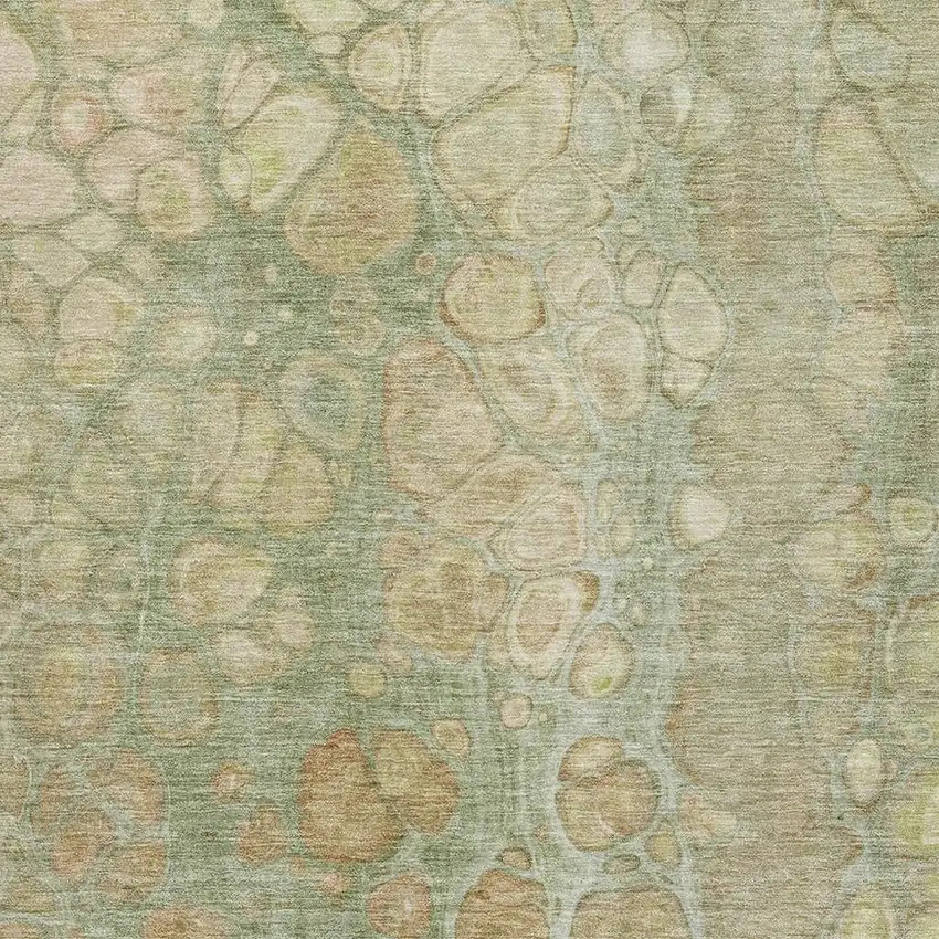 Artichoke Green Gray And Beige Abstract Washable Area Rug With UV Protection Photo 3