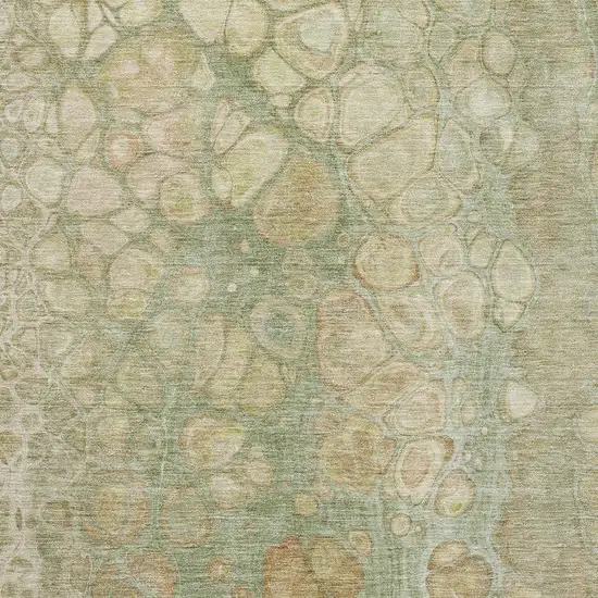 Artichoke Green Gray And Beige Abstract Washable Area Rug With UV Protection Photo 3