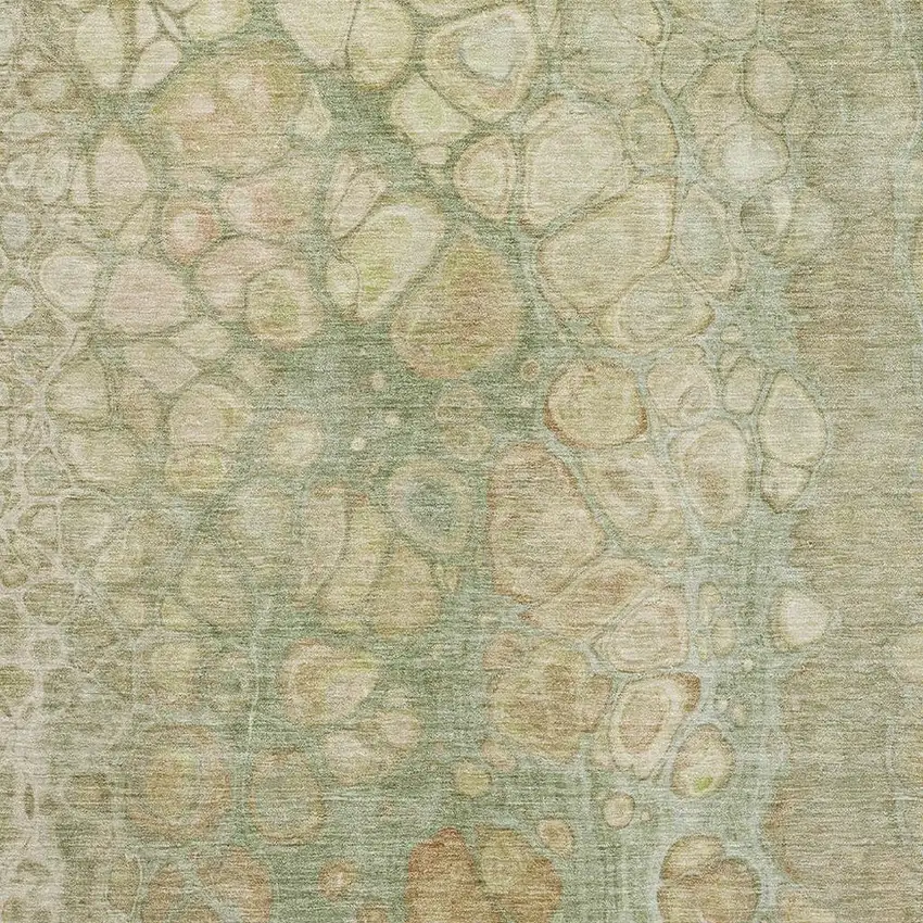 Artichoke Green Gray And Beige Abstract Washable Area Rug With UV Protection Photo 3