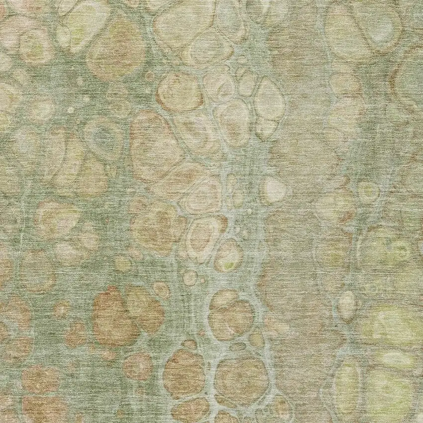 Artichoke Green Gray And Beige Abstract Washable Area Rug With UV Protection Photo 3