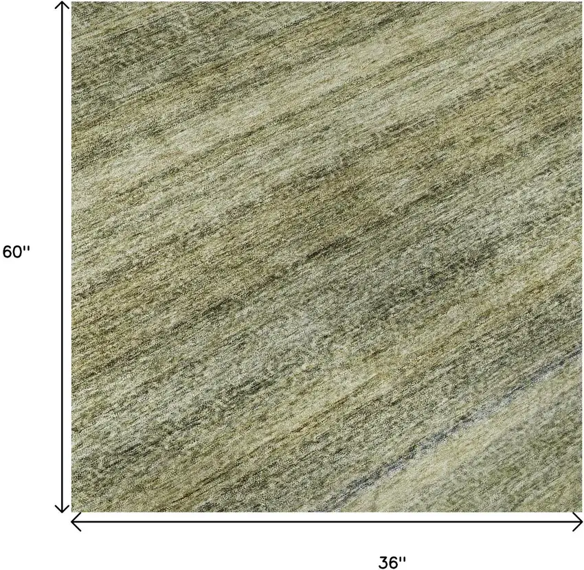 Artichoke Green Gray And Beige Striped Washable Area Rug With UV Protection Photo 9