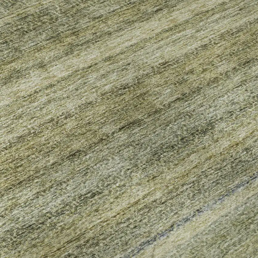 Artichoke Green Gray And Beige Striped Washable Area Rug With UV Protection Photo 1