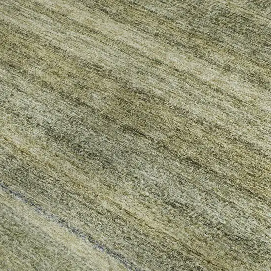 Artichoke Green Gray And Beige Striped Washable Area Rug With UV Protection Photo 3