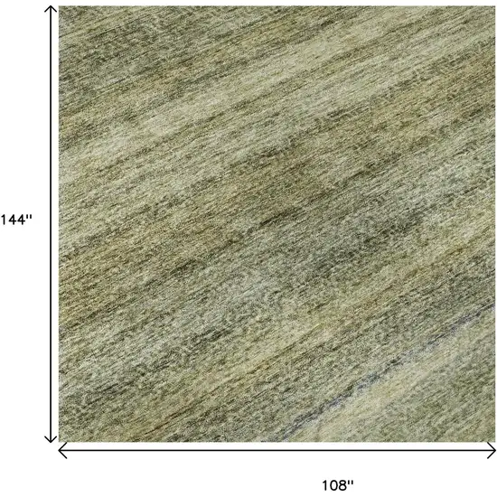 Artichoke Green Gray And Beige Striped Washable Area Rug With UV Protection Photo 8