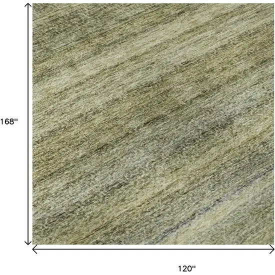 Artichoke Green Gray And Beige Striped Washable Area Rug With UV Protection Photo 8