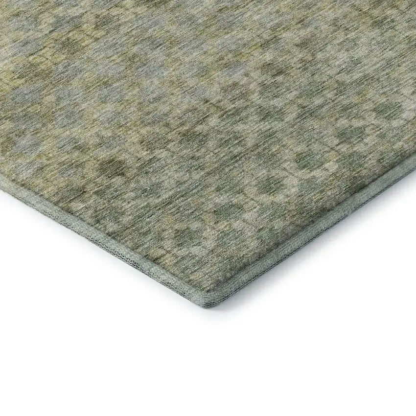 Artichoke Green Gray And Beige Striped Washable Area Rug With UV Protection Photo 7