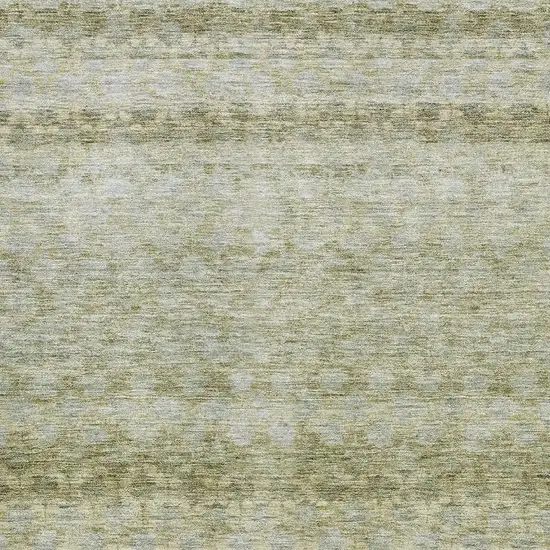 Artichoke Green Gray And Beige Striped Washable Area Rug With UV Protection Photo 2