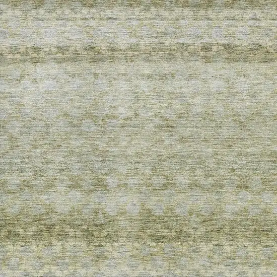Artichoke Green Gray And Beige Striped Washable Area Rug With UV Protection Photo 2