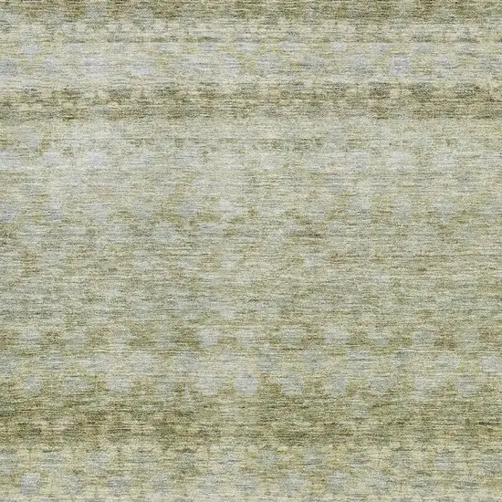 Artichoke Green Gray And Beige Striped Washable Area Rug With UV Protection Photo 2