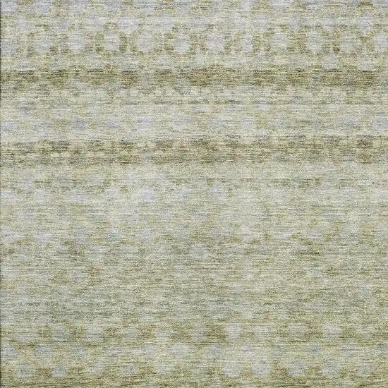 Artichoke Green Gray And Beige Striped Washable Area Rug With UV Protection Photo 2