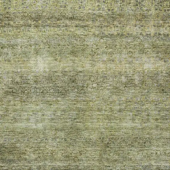 Artichoke Green Gray And Beige Striped Washable Area Rug With UV Protection Photo 4