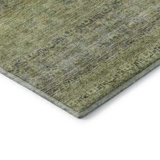 Artichoke Green Gray And Beige Striped Washable Area Rug With UV Protection Photo 5