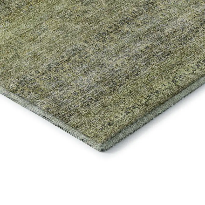 Artichoke Green Gray And Beige Striped Washable Area Rug With UV Protection Photo 5
