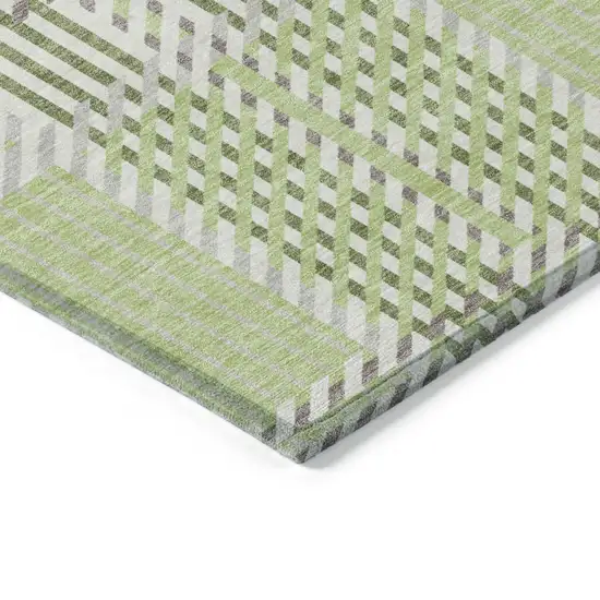 Artichoke Green Gray And Brown Plaid Washable Indoor Outdoor Area Rug Photo 4
