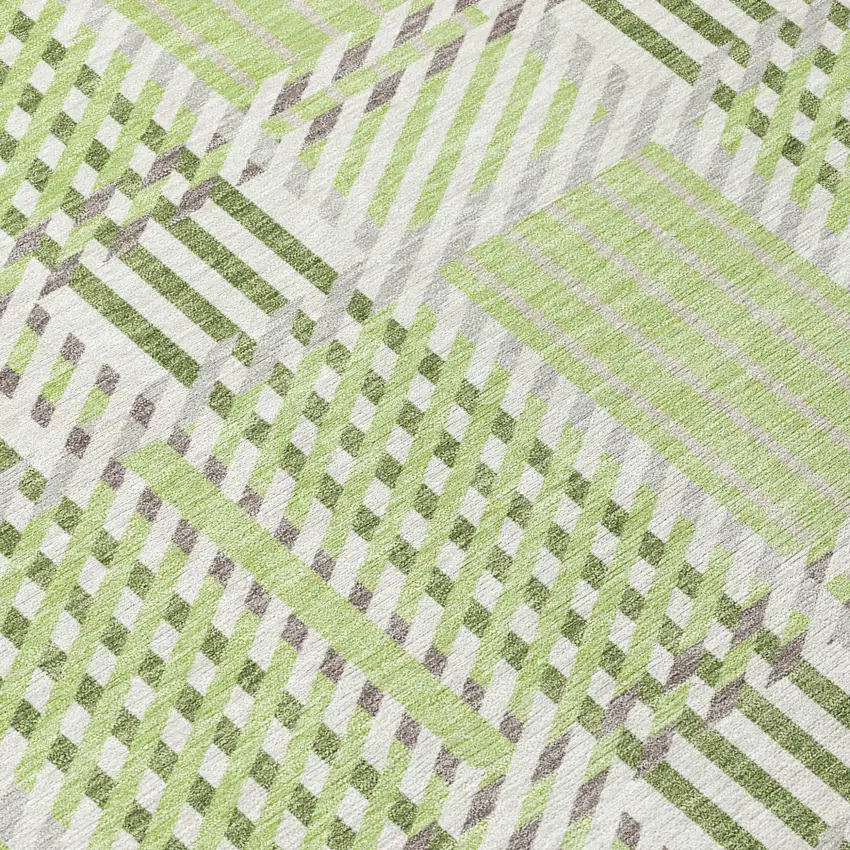 Artichoke Green Gray And Brown Plaid Washable Indoor Outdoor Area Rug Photo 6