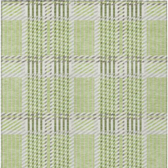 Artichoke Green Gray And Brown Plaid Washable Indoor Outdoor Area Rug Photo 7