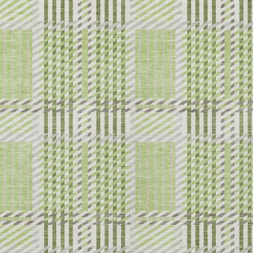 Artichoke Green Gray And Brown Plaid Washable Indoor Outdoor Area Rug Photo 5