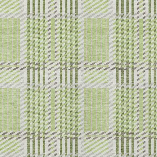 Artichoke Green Gray And Brown Plaid Washable Indoor Outdoor Area Rug Photo 5