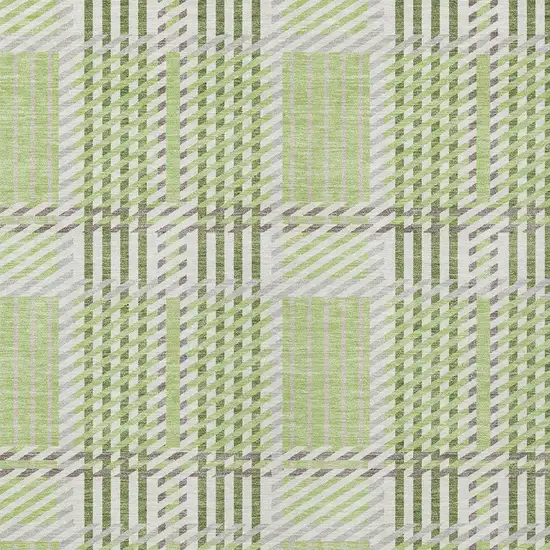Artichoke Green Gray And Brown Plaid Washable Indoor Outdoor Area Rug Photo 5