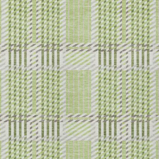 Artichoke Green Gray And Brown Plaid Washable Indoor Outdoor Area Rug Photo 5