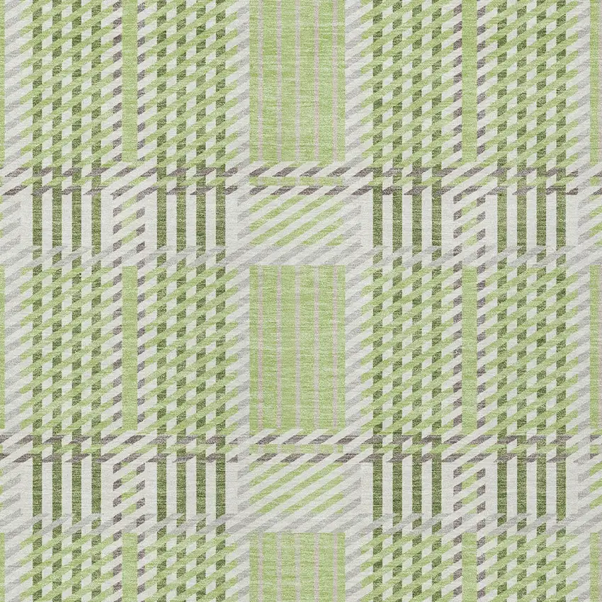 Artichoke Green Gray And Brown Plaid Washable Indoor Outdoor Area Rug Photo 5