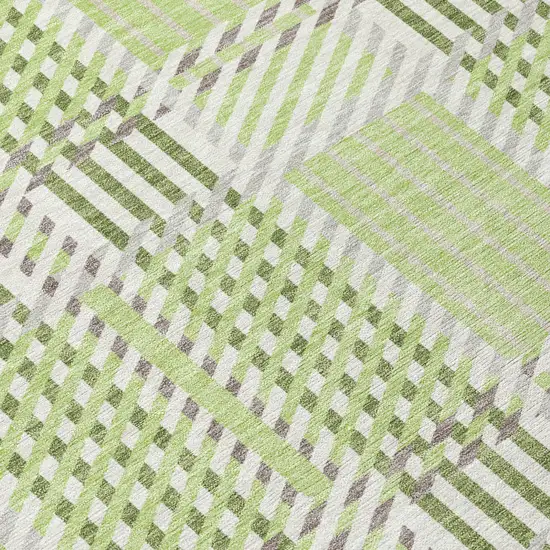 Artichoke Green Gray And Brown Plaid Washable Indoor Outdoor Area Rug Photo 6