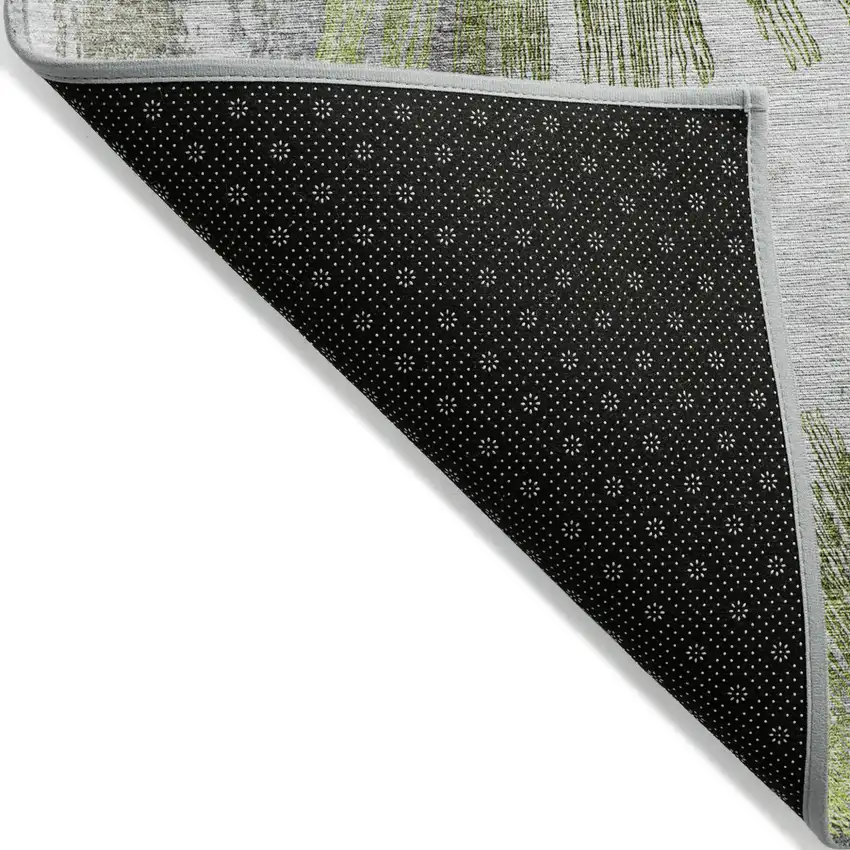 Artichoke Green Gray And Charcoal Abstract Washable Indoor Outdoor Area Rug Photo 3