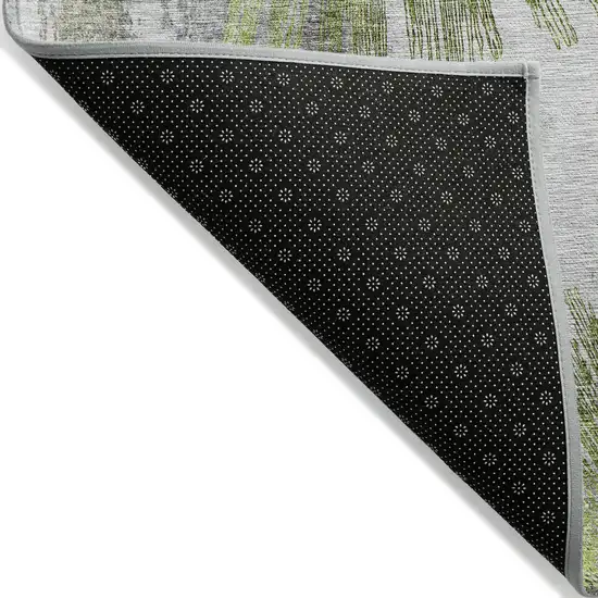 Artichoke Green Gray And Charcoal Abstract Washable Indoor Outdoor Area Rug Photo 3