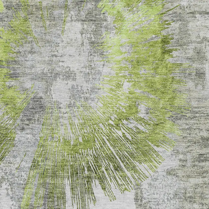Artichoke Green Gray And Charcoal Abstract Washable Indoor Outdoor Area Rug Photo 6