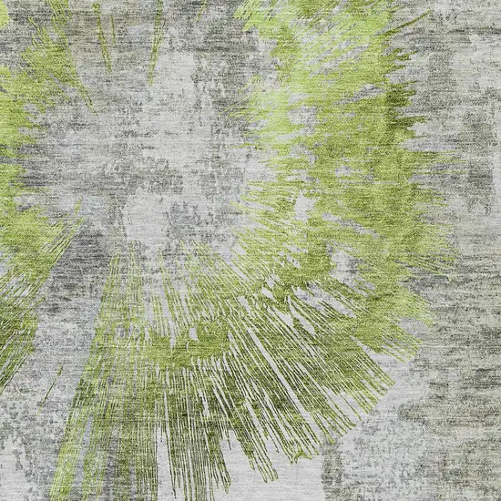 Artichoke Green Gray And Charcoal Abstract Washable Indoor Outdoor Area Rug Photo 6