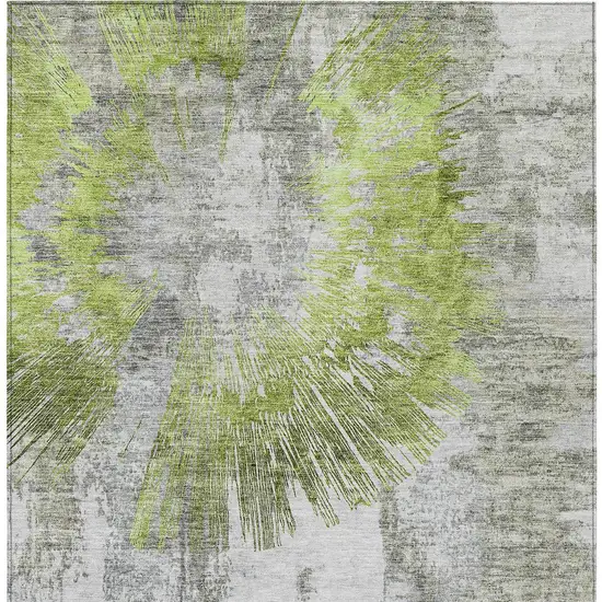 Artichoke Green Gray And Charcoal Abstract Washable Indoor Outdoor Area Rug Photo 4
