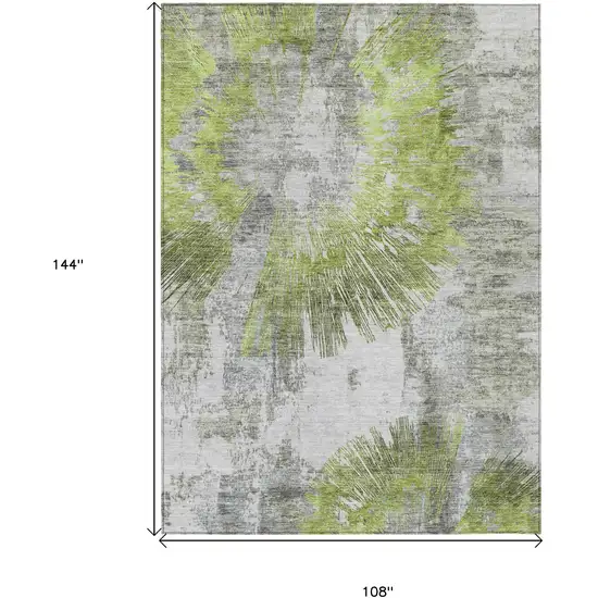 Artichoke Green Gray And Charcoal Abstract Washable Indoor Outdoor Area Rug Photo 3
