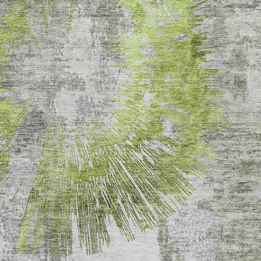 Artichoke Green Gray And Charcoal Abstract Washable Indoor Outdoor Area Rug Photo 6