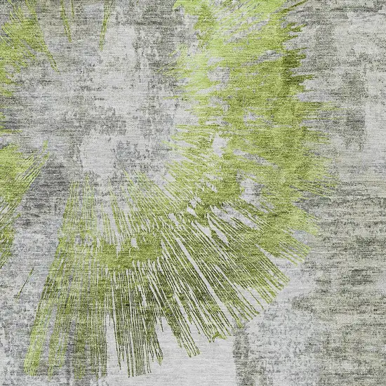 Artichoke Green Gray And Charcoal Abstract Washable Indoor Outdoor Area Rug Photo 6