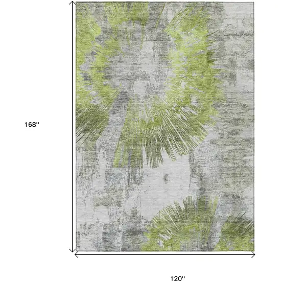 Artichoke Green Gray And Charcoal Abstract Washable Indoor Outdoor Area Rug Photo 3