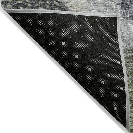Artichoke Green Gray And Charcoal Geometric Washable Indoor Outdoor Area Rug Photo 3