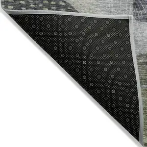 Photo of Artichoke Green Gray And Charcoal Geometric Washable Indoor Outdoor Area Rug