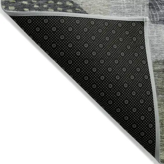 Artichoke Green Gray And Charcoal Geometric Washable Indoor Outdoor Area Rug Photo 3
