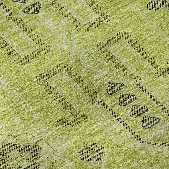 Artichoke Green Gray And Charcoal Oriental Washable Area Rug With UV Protection Photo 9