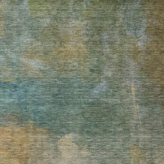 Artichoke Green Gray And Gold Abstract Washable Indoor Outdoor Area Rug Photo 5