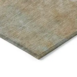 Photo of Artichoke Green Gray And Gold Abstract Washable Indoor Outdoor Area Rug