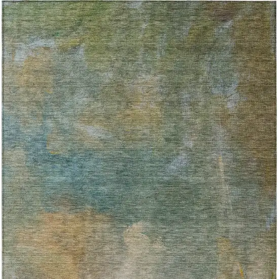 Artichoke Green Gray And Gold Abstract Washable Indoor Outdoor Area Rug Photo 6