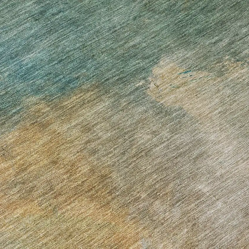 Artichoke Green Gray And Gold Abstract Washable Indoor Outdoor Area Rug Photo 8