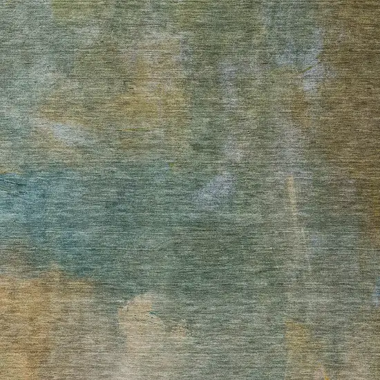 Artichoke Green Gray And Gold Abstract Washable Indoor Outdoor Area Rug Photo 5